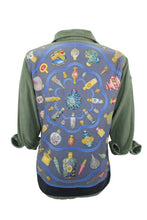 Load image into Gallery viewer, Vintage Army Jacket Reclaimed With Silk &quot;Qu&#39;Importe le Flacon&quot; Scarf
