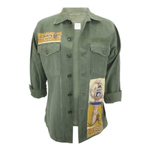Load image into Gallery viewer, Vintage Military Jacket Reclaimed With Silk Scarf sz Medium