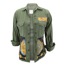 Load image into Gallery viewer, Vintage Military Jacket Reclaimed With Silk &quot;Les Tambours&quot; Scarf