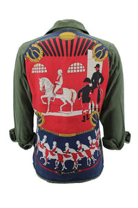 Vintage Military Jacket Reclaimed With Silk "Manege" Scarf