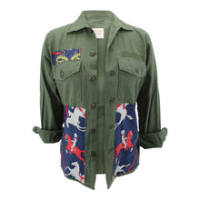 Load image into Gallery viewer, Vintage Military Jacket Reclaimed With Silk &quot;Manege&quot; Scarf