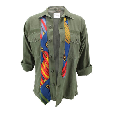 Vintage Military Jacket Reclaimed With Silk Tie