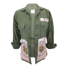 Load image into Gallery viewer, Vintage Military Jacket Reclaimed With Silk &quot;Springs&quot; Scarf