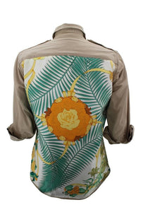 Vintage Military Jacket Reclaimed With Silk "Fleurs de L'Opera" Scarf