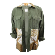 Load image into Gallery viewer, Vintage Military Jacket Reclaimed With Silk &quot;La Chasse a Tir&quot; Scarf