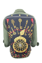 Load image into Gallery viewer, Vintage Military Jacket Reclaimed With Silk &quot;Les Cles&quot; Scarf