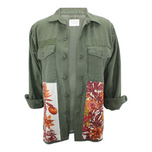 Load image into Gallery viewer, Vintage Military Jacket Reclaimed With Silk &quot;Passiflores&quot; Scarf