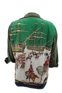 Vintage Marine Corps Jacket Reclaimed With Silk "Marine et Cavalerie" Scarf
