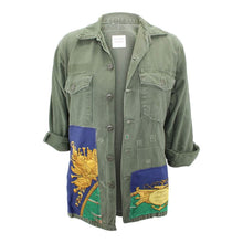 Load image into Gallery viewer, Vintage Military Jacket Reclaimed With Silk Scarf sz Extra Large