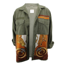 Load image into Gallery viewer, Vintage Military Jacket Reclaimed With Silk &quot;Armes De Chasse&quot; Scarf