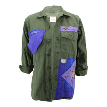Load image into Gallery viewer, Vintage Military Jacket Reclaimed With Silk Scarf sz Large